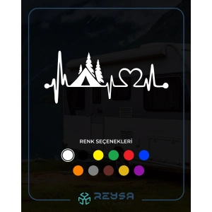 Ritim Kamp Karavan Sticker 17x17 Cm Beyaz