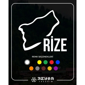 Rize Harita Araba Sticker 17x17 Cm Beyaz