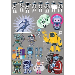 Robot Sticker Set 20 Parça Telefon, Tablet, Defter, Laptop Sticker