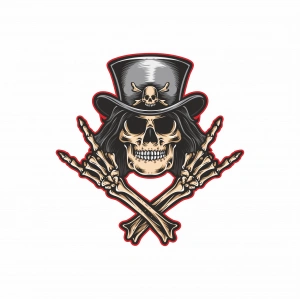 Rockcı iskelet Sticker 10x10 cmRenkli Sticker