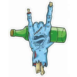 Rockcı Zombi Sticker 10x10 cmRenkli Sticker