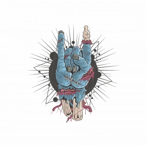 Rokcu Zombi Sticker 10x10 cmRenkli Sticker