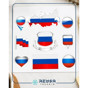 Rusya Sticker Set – A5 Rusya Bayrağı Temalı Laptop Telefon Defter Sticker Seti