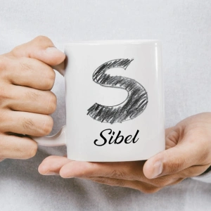 S Harfi Karakalem İsme Özel Kupa