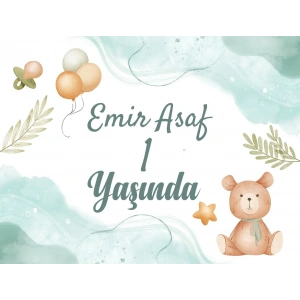Sevimli Ayıcık Temalı Doğum Günü Afişi 70X100 cm
