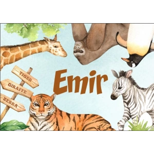 Safari Hayvanları Temalı Doğum Günü Afişi -2 70X100 cm