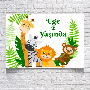 Safari Tamalı Doğum Günü Afişi 70X100 cm