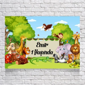 Safari Temalı Doğum Günü Afişi 35X50 cm