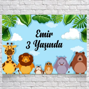 Safari Temalı Doğum Günü Afişi 50X70 cm