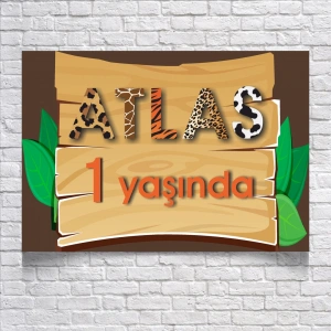 Safari Temalı Doğum Günü Afişi 50X70 cm