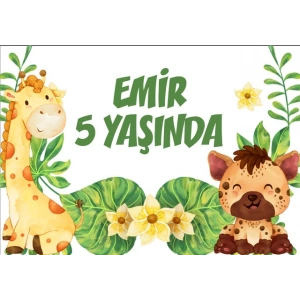 Safari temalı Doğum Günü Afişi - 70x100 Cm