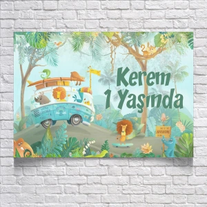 Safari Temalı Doğum Günü Afişi 70X100 cm