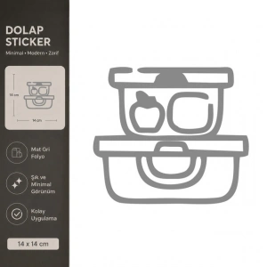 Saklama Kapları Mat Gri Dekoratif Folyo Sticker 14x14 cm