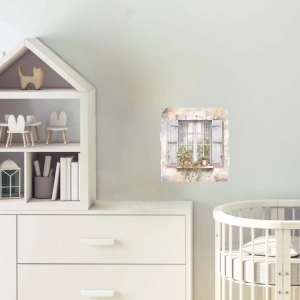 Saksıda Bitkili ve Panjurlu Pencere Duvar Stickerı