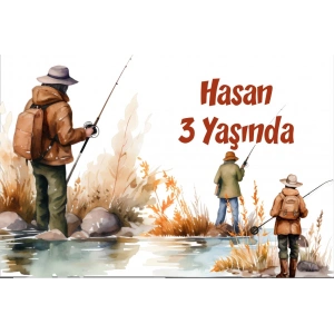 Balıkçılık Temalı Doğum Günü Afişi -2 35X50 cm