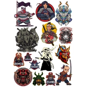 Samurai Savaşçı Sticker Set-5 15 Parça Telefon, Tablet, Defter, Laptop Sticker
