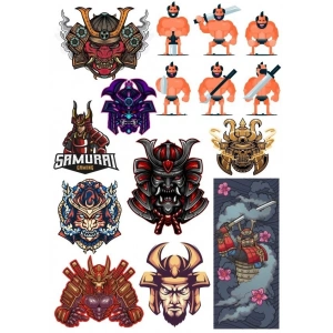 Samurai Sticker Set-10 13 Parça Telefon, Tablet, Defter, Laptop Sticker