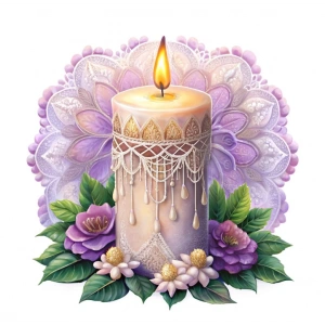 Şapkalı ve Dantelli Mum Duvar Stickerı