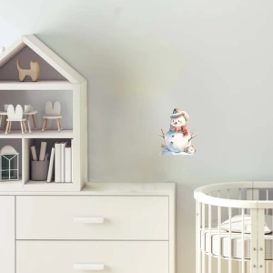 Şapkalı ve Kolları Dallı Karlı Adam Duvar Stickerı