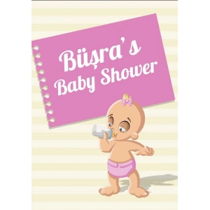 Sarı Çizgili Bebek Temalı Baby Shower Afişi 70x100 Cm