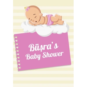 Sarı Çizgili Bebek Temalı Baby Shower Afişi 70x100 Cm