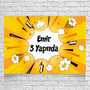 Sarı Elektirik Temalı Doğum Günü Afişi 50X70 cm