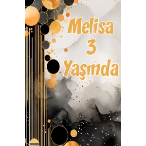 Sarı ve Siyah Baloncuklar Temalı Doğum Günü Afişi 70X100 cm