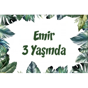 Yapraklar Temalı Doğum Günü Afişi 100X150 cm