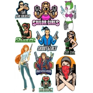 Savaşçı Kız Sticker Set 13 Parça Telefon, Tablet, Defter, Laptop Sticker