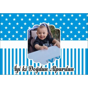 Mavi Yıldızlı Doğum Günü Afiş 50X70 cm