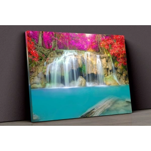 Şelale Ve Çiçekler Kanvas