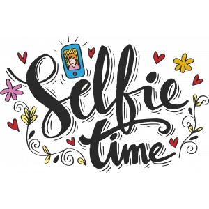 Selfie Time Sticker 10x10 cmRenkli Sticker