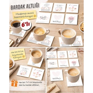 Sevgi Temalı 7x7 – 6’lı Set Dekoratif Kare Tasarım