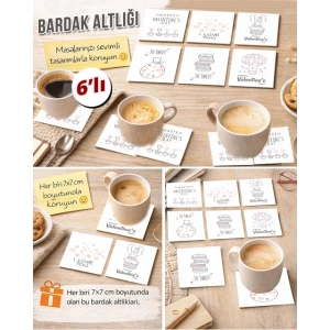 Sevgili Temalı 7x7 – 6’lı Set Dekoratif Kare Tasarım