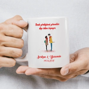 Sevgililer Günümüz Kutlu Olsun Balonlu Kız ve Erkek Kupası