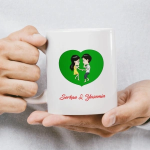 Sevgililer Günümüz Kutlu Olsun Şehir Manzarası Kalp Kupası