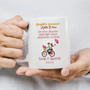 Sevgililer Günümüz Kutlu Olsun Sonbahar Ağacı ve Çift Kupası