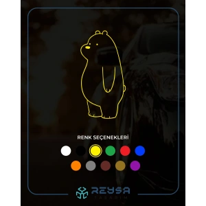 Sevimli Ayı Araba Sticker 17x17 Cm Sarı