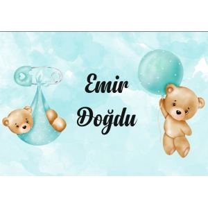 Sevimli Ayı Temalı Bebek Karşılama Afişi 70X100 Cm