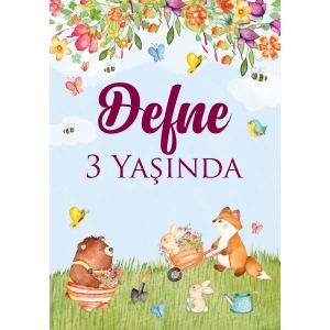 Sevimli Ayıcık Temalı Doğum Günü Afişi 70X100 cm