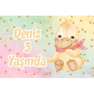 Sevimli Civciv Temalı Doğum Günü Afişi 35X50 cm