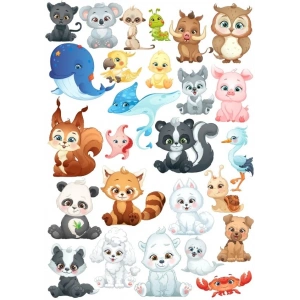 Sevimli Deniz Hayvanları ve Hayvanlar Sticker Set 1