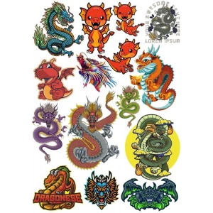 Sevimli Ejderhalar Sticker Set 6 15 Parça Telefon, Tablet, Defter, Laptop Sticker