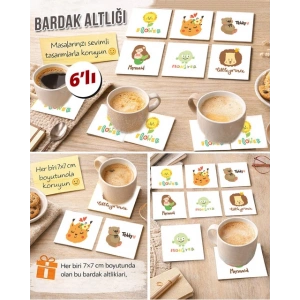 Sevimli Figürler 7x7 – 6’lı Set Dekoratif Kare Tasarım