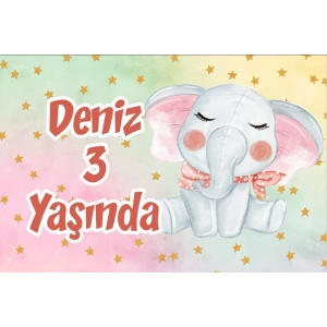 Sevimli Fil Doğum Günü Afişi 70X100 cm