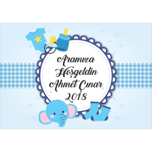 Sevimli Fil Temalı Bebek Karşılama Afişi 50X70 Cm