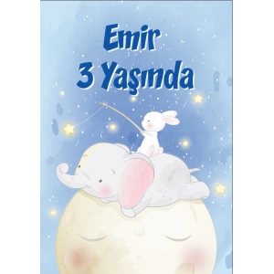 Sevimli Fil Temalı Doğum Günü Afişi 70X100 cm