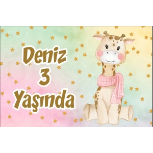 Sevimli Geyik Doğum Günü Afişi 35X50 cm