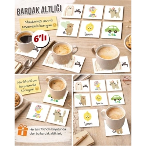 Sevimli Hayvanlar 3 7x7 – 6’lı Set Dekoratif Kare Tasarım