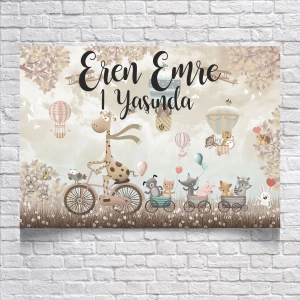 Sevimli Hayvanlar Doğum Günü Afişi 100X150 cm